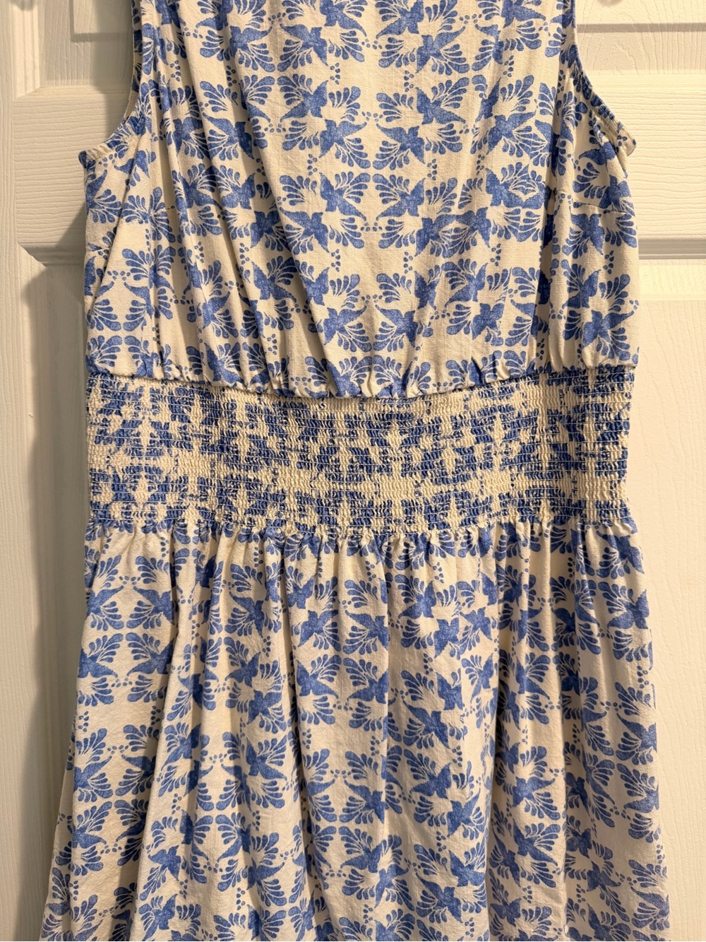 Universal Thread Blue and White Floral Smocked Waist Dress - Picture 2 of 3